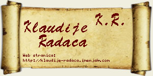 Klaudije Radača vizit kartica